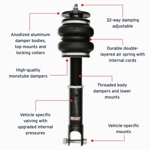 Honda Accord Coilover Suspension Kit - Rear - Air Lift - Double-bellows, Adjustable, Monotube - `13-`17